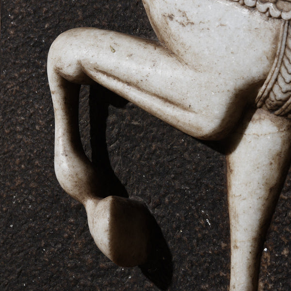 Hand Carved Marble Mughal Horse Panel From Rajasthan