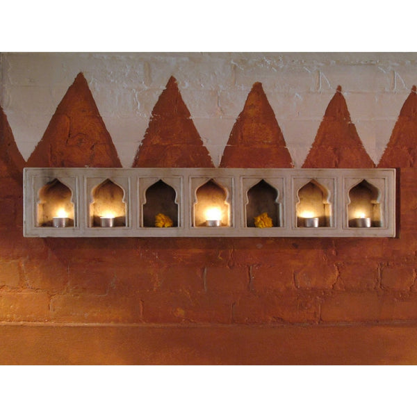 White Marble Lamp Niche (Multi) - Mughal Style