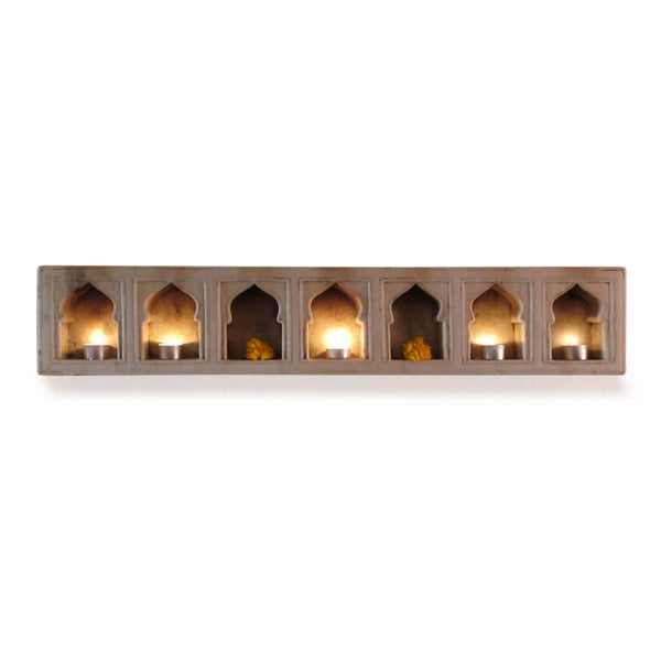 White Marble Lamp Niche (Multi) - Mughal Style