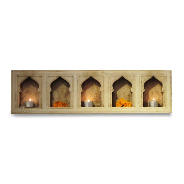 White Marble Lamp Niche (Multi) - Mughal Style