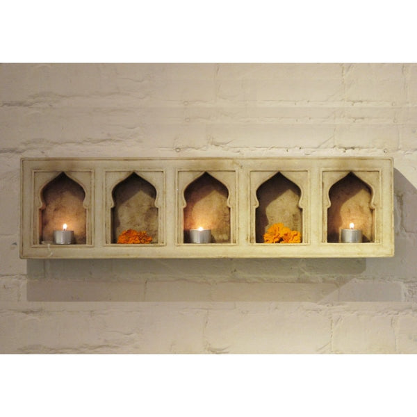 White Marble Lamp Niche (Multi) - Mughal Style