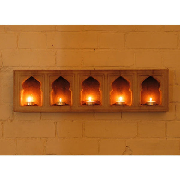 White Marble Lamp Niche (Multi) - Mughal Style