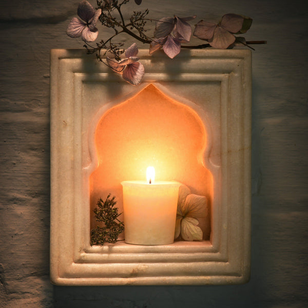 White Marble Lamp Niche (Single) - Mughal Style