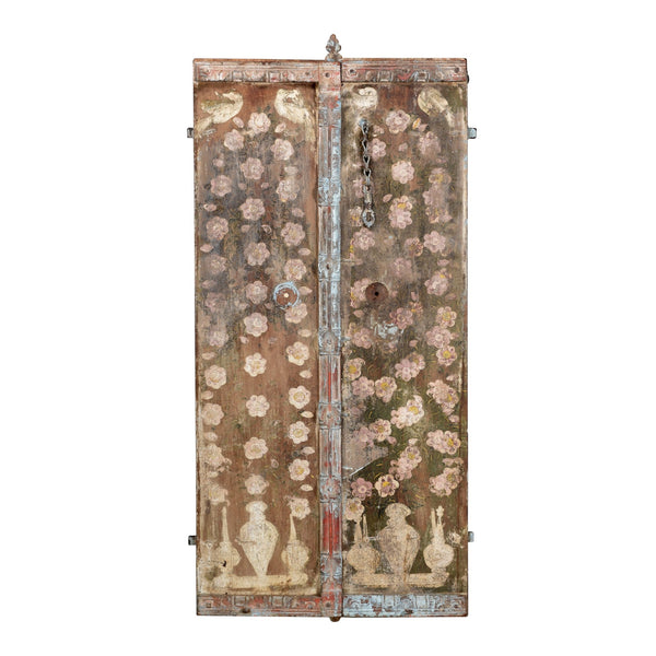 Old Painted Indian Window Shutter From Gujarat - 19thC