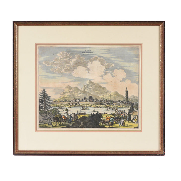 Original Tinted Engraving of Zhuzhou - 17thC | Indigo Antiques