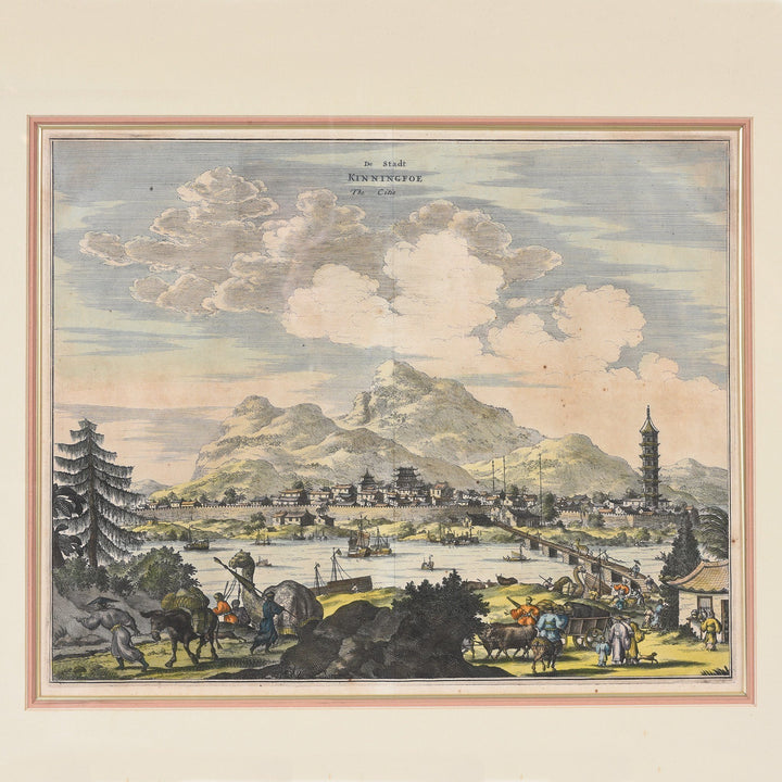 Original Tinted Engraving of Zhuzhou - 17thC | Indigo Antiques