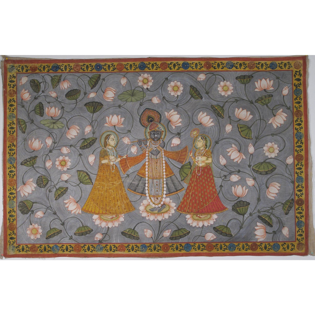 Painted Pichwai - Krishna & Gopis From Nathdwara - Rajasthan | Indigo Oriental Antiques
