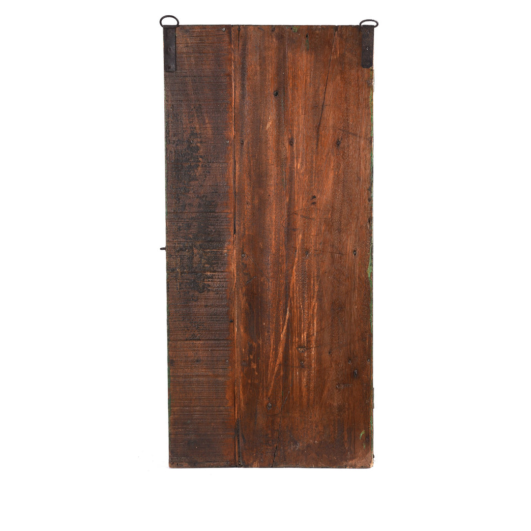 Vintage Green Painted Teak Glazed Wall Cabinet - Ca 1930 - 36 x 17 x 77 (wxdxh cms) - A00434