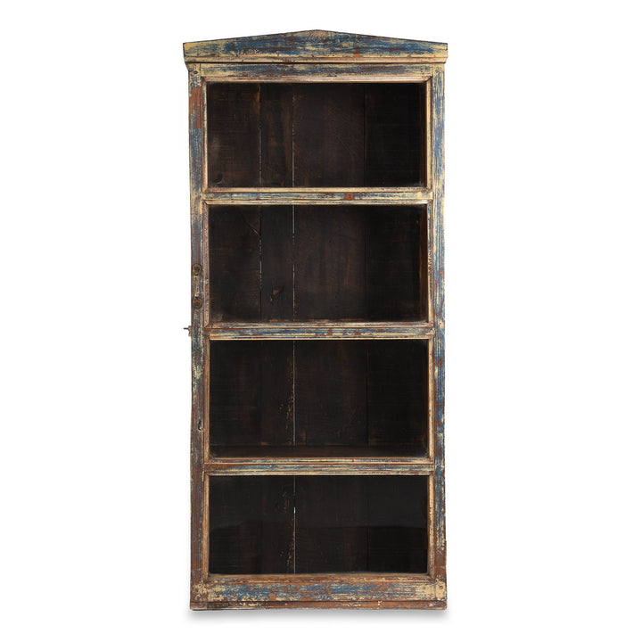 Painted Teak Glazed Wall Cabinet - Ca 1930 | Indigo Antiques