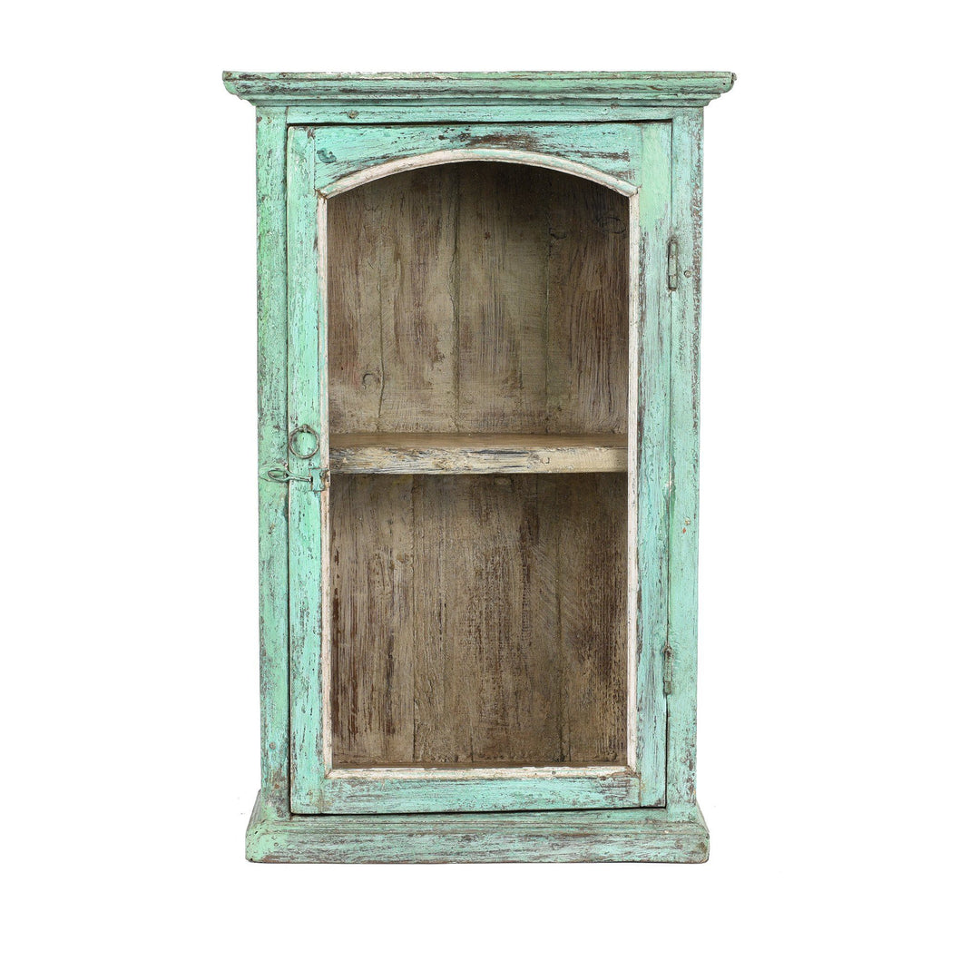 Painted Teak Glazed Wall Cabinet - Ca 1930 | Indigo Antiques