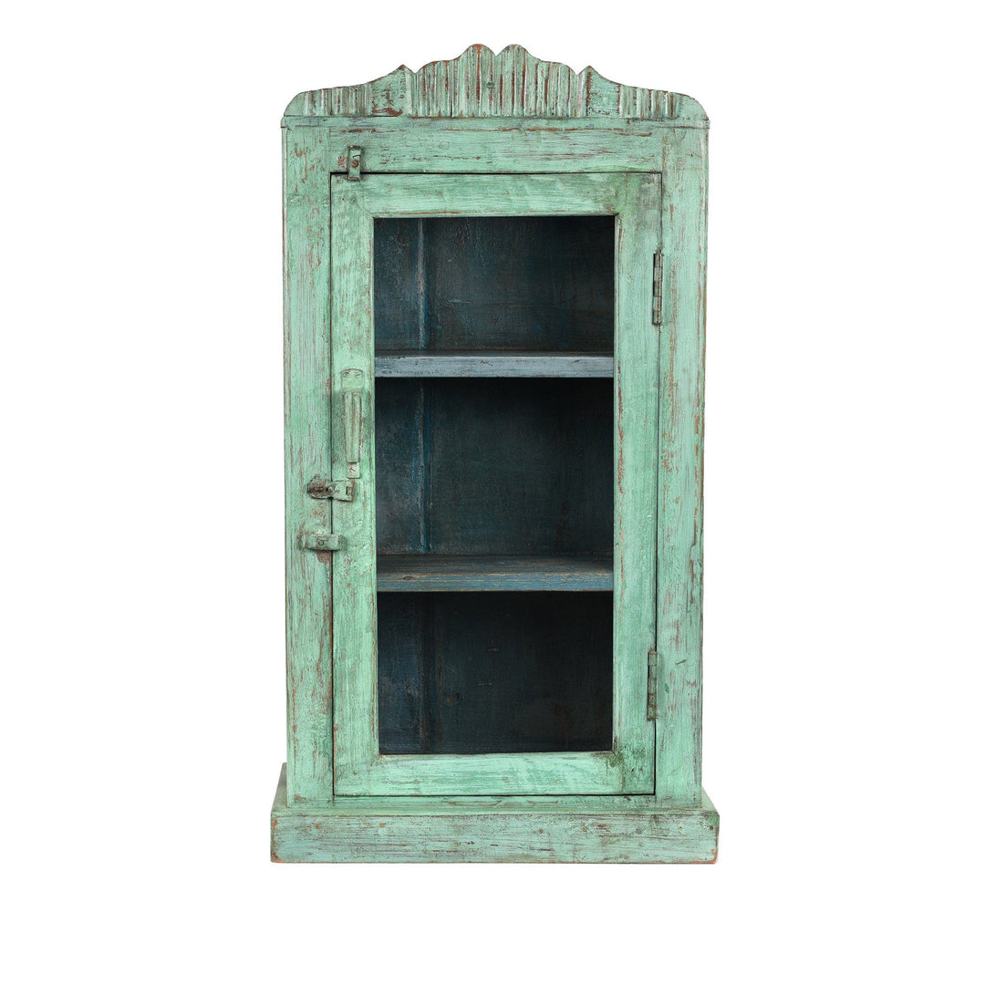 Painted Teak Glazed Wall Cabinet - Ca 1930 | Indigo Antiques