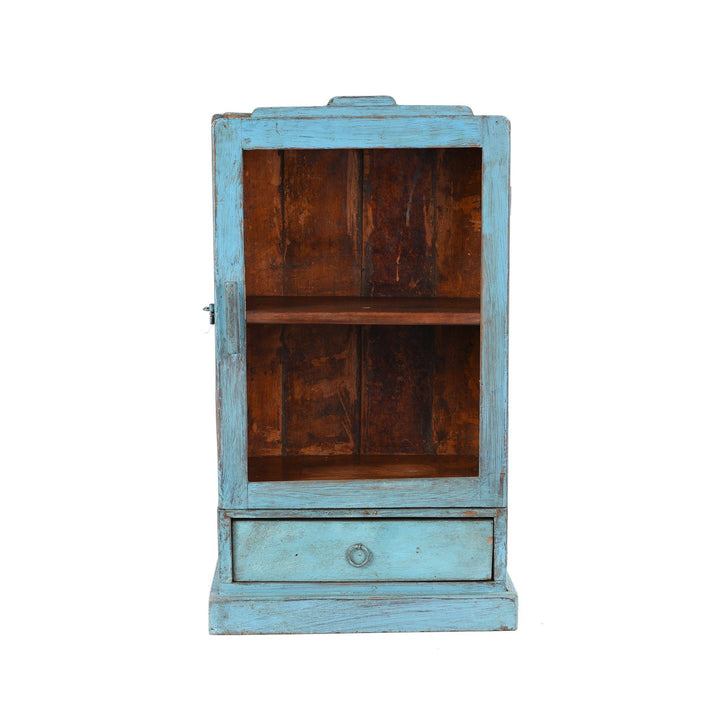 Painted Teak Glazed Wall Cabinet - Ca 1930 | Indigo Antiques