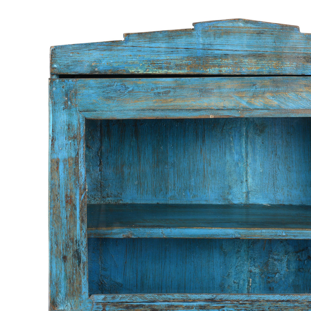 Corner Detail From Painted Teak Glazed Wall Cabinet - Ca 1930 | Indigo Antiques
