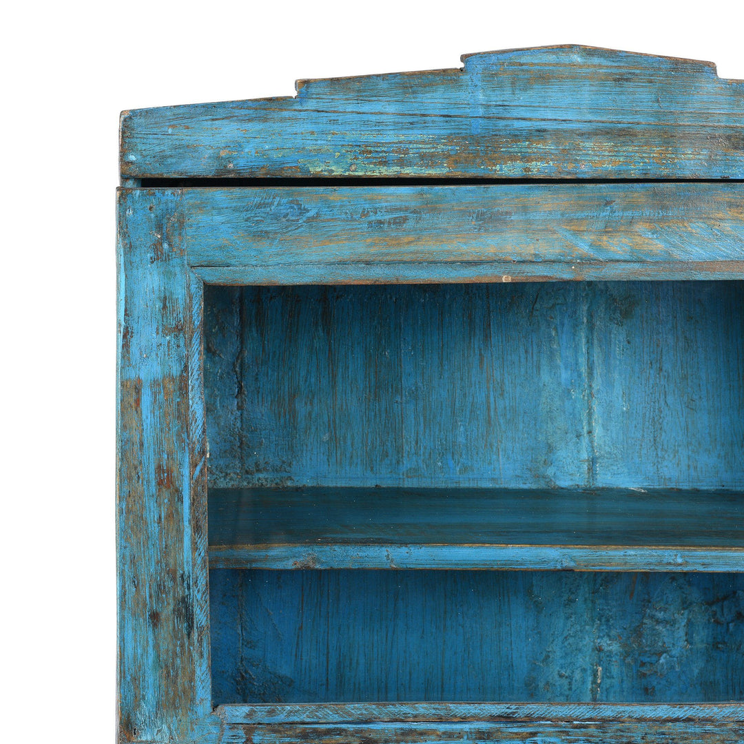 Corner Detail From Painted Teak Glazed Wall Cabinet - Ca 1930 | Indigo Antiques