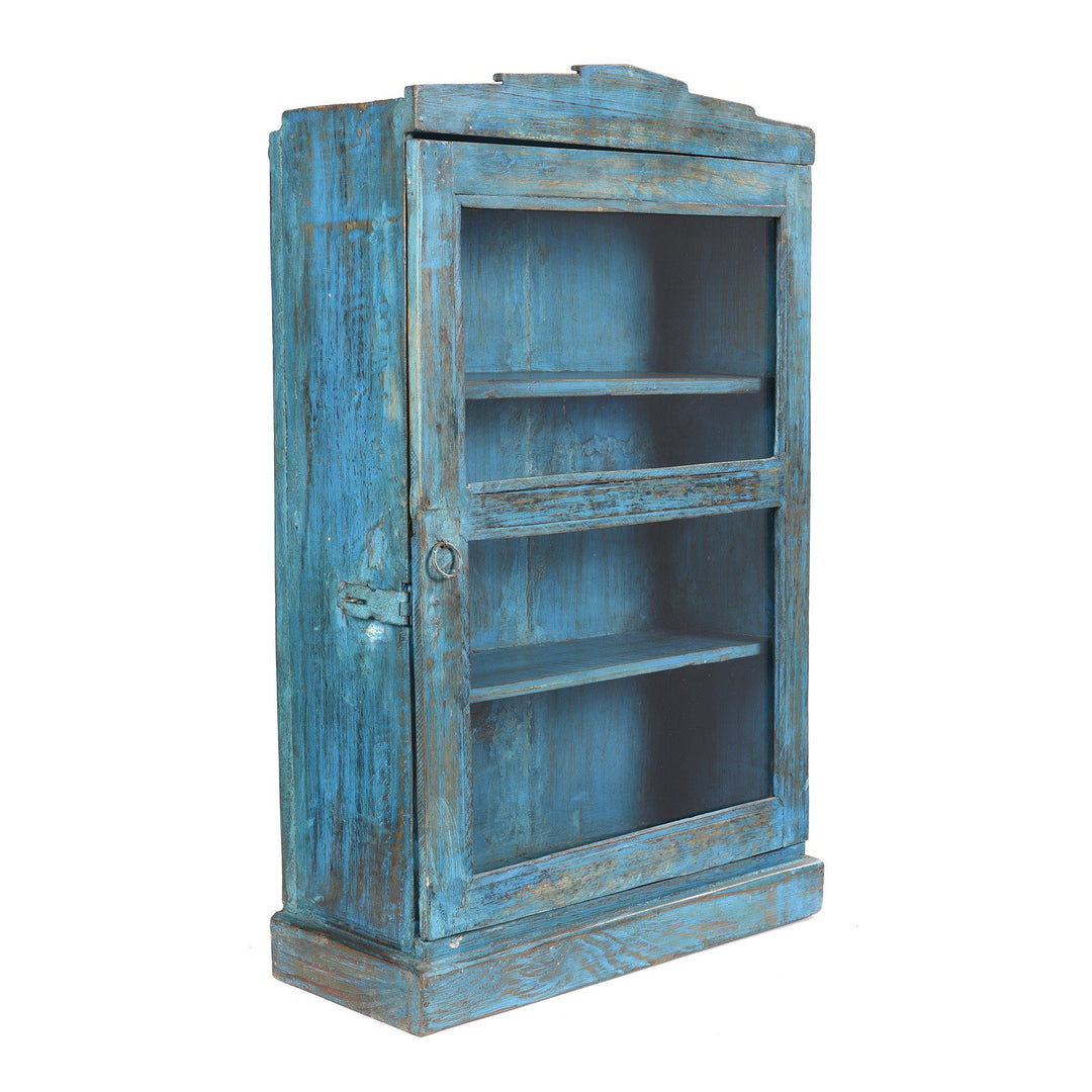 Side View Of Painted Teak Glazed Wall Cabinet - Ca 1930 | Indigo Antiques