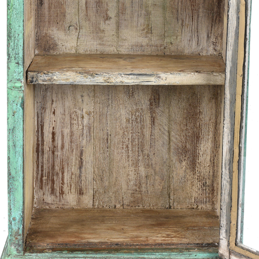 Interior Detail Of Painted Teak Glazed Wall Cabinet - Ca 1930 | Indigo Antiques