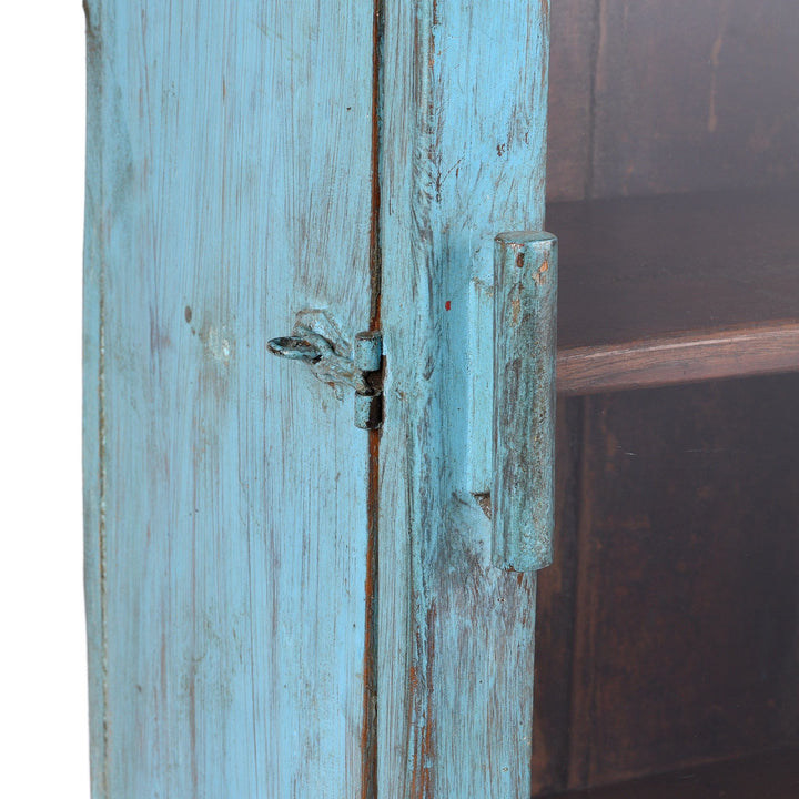 Latch Detail From Painted Teak Glazed Wall Cabinet - Ca 1930 | Indigo Antiques