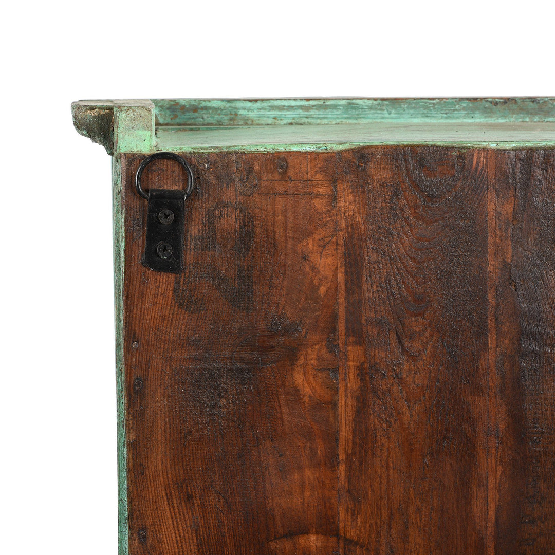 Hanger Detail of Painted Teak Glazed Wall Cabinet - Ca 1930 | Indigo Antiques