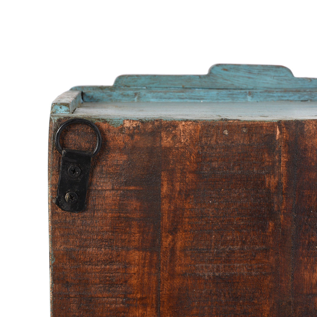 Hanger Detail Of Painted Teak Glazed Wall Cabinet - Ca 1930 | Indigo Antiques