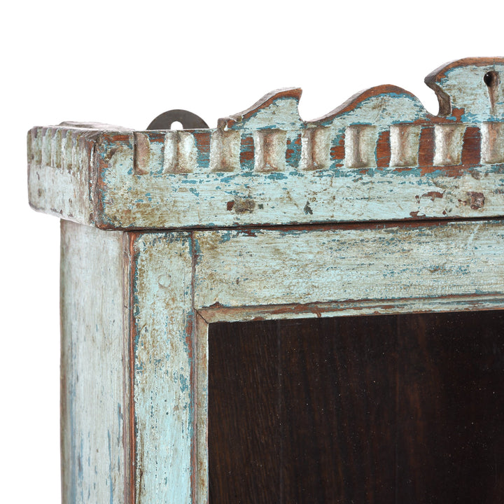 Mint Painted Teak Glazed Wall Cabinet - Ca 1930 - 33 x 13 x 59 (wxdxh cms) - A6194V7
