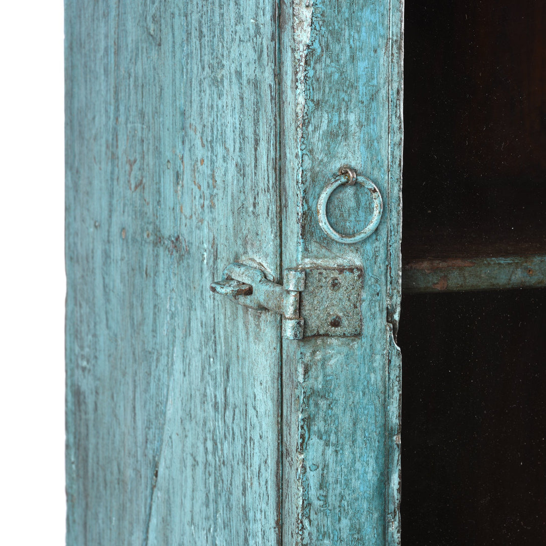 Light Blue Teak Glazed Wall Cabinet - Ca 1930 - 37 x 23 x 65 (wxdxh cms) - A6194V8