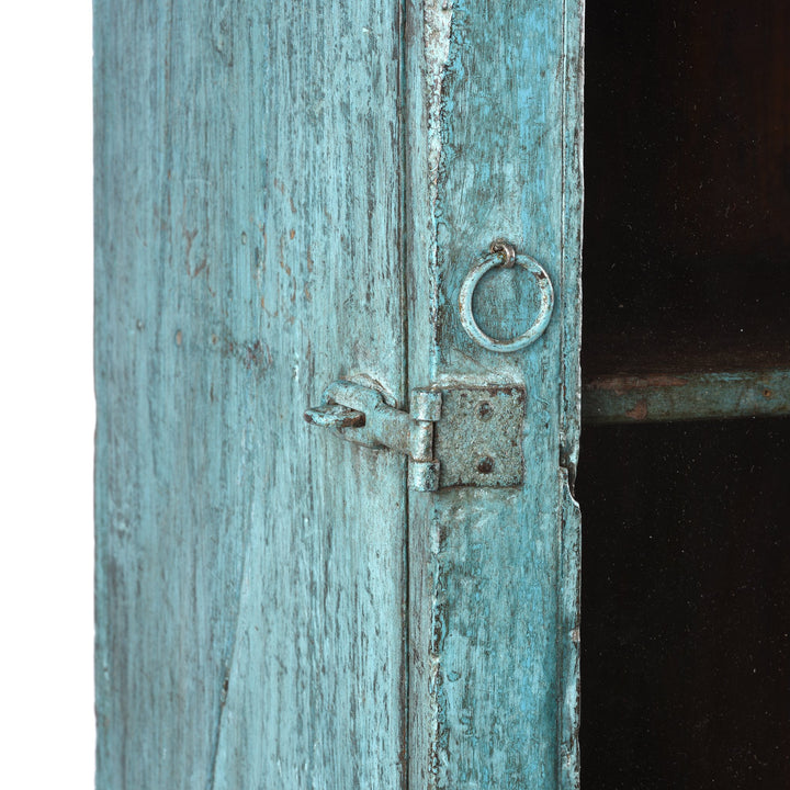 Light Blue Teak Glazed Wall Cabinet - Ca 1930 - 37 x 23 x 65 (wxdxh cms) - A6194V8