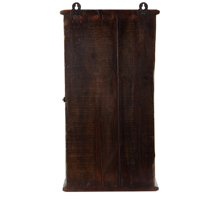 Aqua Painted Teak Glazed Wall Cabinet - Ca 1930 - 38 x 16 x 70 (wxdxh cms) - A6194V1