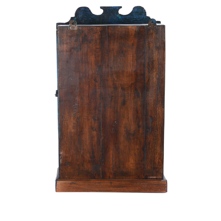 Royal Blue Painted Teak Glazed Wall Cabinet - Ca 1930 - 41 x 18 x 70 (wxdxh cms) - A6194V5
